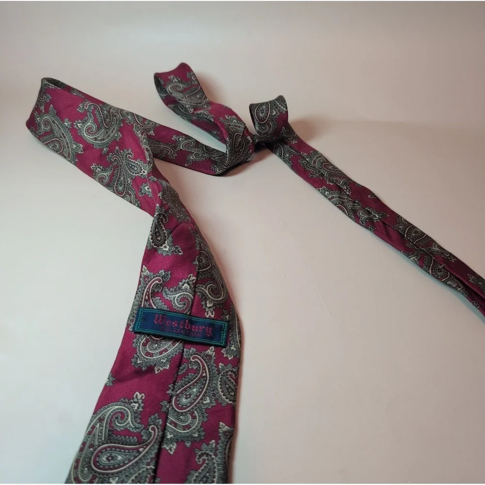 Westbury Collection 100% Italian Silk Paisley Tie Made In USA Vintage